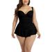 UKAP Plus Size One Piece Swimdress Women Swimsuits Swimwear Shaping Body Swim Dresses Tummy Control Backless Bathing Suit Swimming Costume Beachwear Red Black Blue XXL 3XL 4XL