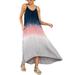 Cami Dress For Women's Sleeveless Striped Color Block Beach Sundress Tie Dye Dress V Neck Spaghetti Strap Tank Maxi Dresses Witk Pocket