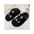 LUXUR Women's Plush Sandals Plush Fur Slippers Flat Open Toe Platform Shoes Sliders With Strap