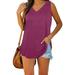 Womens tops time and tru tops tank tops for Women Summer V Neck Sleeveless Tank Tops Solid Color Tops Blouse T-Shirt