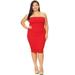 MOA COLLECTION Women's Solid Basic Strapless Bodycon Plus Size Thick Mid-Length Dress/Made in USA