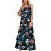 Sexy Dance Women's Sleeveless Adjustable Strappy Maxi Dresses Summer Beach Floral Flared Swing Dress Casual Fit Size S-XXL White M(US 6-8)