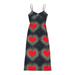 Listenwind Women's Sexy Bodycon Mini/Maxi Dress Love/Argyle Print Spaghetti Strap V-Neck Slim Sun Dress Streetwear