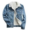 Egmy Women Autumn Winter Denim Upset Jacket Vintage Long Sleeve Loose Jeans Coat