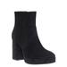 Platform Block Heel Bootie - Women Croc & Suede Ankle Pump Boot