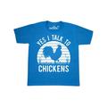 Inktastic Funny Yes, I Talk to Chickens Tween Short Sleeve T-Shirt Unisex Pacific Blue M