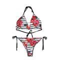 Family Matching Mom and Girl Floral Printed Low Waist Bandage Bikini Girl Cute Beachwear Swimwear