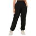 Sunisery Women Casual Solid Color Sport Pants Elastic Waist Ankle Cuff Loose