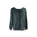 Maison Jules Womens Green 3/4-Sleeve Metallic-Flecked Blouse S