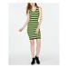 MICHAEL KORS Womens Yellow Striped Sleeveless Scoop Neck Above The Knee Body Con Dress Size XS