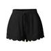 Sexy Dance Women's Fashion Casual Shorts Solid Color Stylish Short Pants Classic-Fit Street Wide-Leg Shorts Black M=SU 6-8