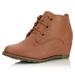 Women's Lace Up Oxford Wedge Booties Boots Ankle Fashion Round Toe for Women Tan,pu,7.5, Shoelace Style Tan