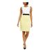 KASPER Womens Yellow Color Block Sleeveless Jewel Neck Above The Knee Sheath Dress Size 6