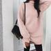 Women's Casual Sweater Winter New Stand Collar Bat Long Sleeve Sweater Sweater Solid Color Dress