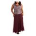 R&M RICHARDS Womens Maroon Sleeveless Cowl Neck Maxi Fit + Flare Formal Dress Size 22W