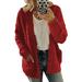 Winter Women's Casual Warm Long Sleeve Fleece Fluffy Cardigan Sweater Coat /Oversized Pocket Jacket