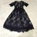 WEIXINBUY New Women Lace Dress Casual Long Black Short Sleeve O Neck See Through Beach Wear Dresses Plus Size