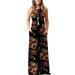 Women Casual Long Maxi Floral Dress Summer Boho Beach Style Floral Print Long Dress for Ladies Fashion Kaftan Maxi Dress Long Dresses