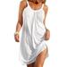 Avamo Summer Loose T Shirt Dress for Women U Neck Plain Beach Sundress Ladies Loose Straps Dresses Holiday Kaftan T-shirt Dress