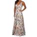 Women's Wrap Dresses Bohemian Floral Printed Summer Casual Sleeveless Strap V-Neck Maxi Dress Beach Cami Sundress