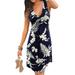 UKAP Summer Tank Top Dress for Women V-Neck Floral Printed Tunic Sundress Ladies Beach Party Midi Dress Dark Blue 5XL=US 16