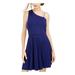 BCX Womens Blue Sleeveless Asymmetrical Neckline Short Sheath Dress Size XL