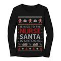 Tstars Womens Ugly Christmas Sweater Gift for Nurse Christmas Holiday Shirts Xmas Party Funny Humor Christmas Gifts for Her Nurses Xmas Gift Women Long Sleeve T Shirt Ugly Xmas Sweater