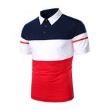 LAPA Men's Short Sleeve Classic Fit Color Block Polo Shirt Blouse Tops T Shirt
