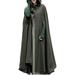Ma&Baby Womens Long Cape Cloak Hooded Sleeveless Winter Open Front Cardigan Green L