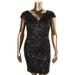 Betsy & Adam Womens Sequined Lace Overlay Cocktail Dress