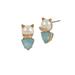 Faux Pearl Cat Stud Earrings