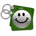 3dRose Smiley face golf ball - Happy white golfball - Golfer gift - Smilie on dark green background - Key Chains, 2.25 by 2.25-inch, set of 2