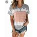 Luxtrada Summer Women Tee Shirts Gradient Print Tops Women Ladies Short Sleeve Loose Casual T-shirt Round Neck Tunic Tops