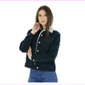 $148 Calvin Klein women's Blue Black Denim Trucker Jacket Size XL