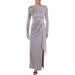 Vince Camuto Womens Metallic Ruched Evening Dress