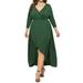 Colisha Summer Wrap V Neck High Low Hem Dress Women Plain Ruffle Swing Beach Maxi Dress Plus Size Elegant Dress