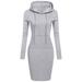 Fancyle Hoodie Sweater shirt Long Tops,Women's Long Sleeve Slim Fit Midi Dress With Pocket