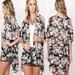 Black Women Floral Cardigan Loose Shawl Kimono Cardigan Boho Chiffon Tops Jacket Blouse T-shirt