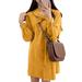 Women's Long Sleeve V Neck Solid Color Casual Blouses Dress Loose Button Up Tunic Dress