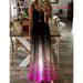 New Women's Tie Dye Print Sexy Loose Dress Sleeveless Long Maxi Dress Elegant Party Club Floral Print V Neck Sundress Colorful Dress Spaghetti Strap Dress