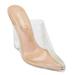 CAPE ROBBIN Women's Sugar Transparent Lucite Clear Wedge Heel PVC Closed Toe Slip On Mules