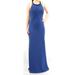 CALVIN KLEIN Womens Blue Beaded Sleeveless Scoop Neck Full-Length Formal Dress Size 10