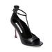 Brian Atwood SAMANTHA Sandal Black Leather Open Toe T-strap HIgh Stiletto Pumps (8.5)