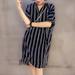 Women's 3/4 Sleeve A-line and flared striped midi dress