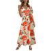 Women Summer Floral Print Long Dress Casual Short Sleeve Sexy V Neck Swing Dress Party Cocktail Dress Sundress