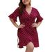 Colisha Women Polka Dot Short Mini Dress Summer V Neck Lace Up Beach Boho Sundress Plus Size Ruffled High Low Hem A Line Wrap Dress