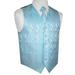 Men's Formal, Wedding, Prom, Tuxedo Vest, Tie & Hankie set in Aqua Paisley