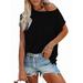 Women Tunic Tops Cap Sleeve T Shirt Solid Color Pocket Tee Shirt Blouse Short Sleeve Tops T-shirt Pullover