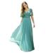 Ever-Pretty Women's Sequin A-line Short Sleeve Formal Dress Tulle Special Occasion Dress 00566 Blue US8