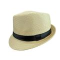 Beige Khaki Men's Fedora Straw Hat